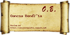 Oancsa Benáta névjegykártya